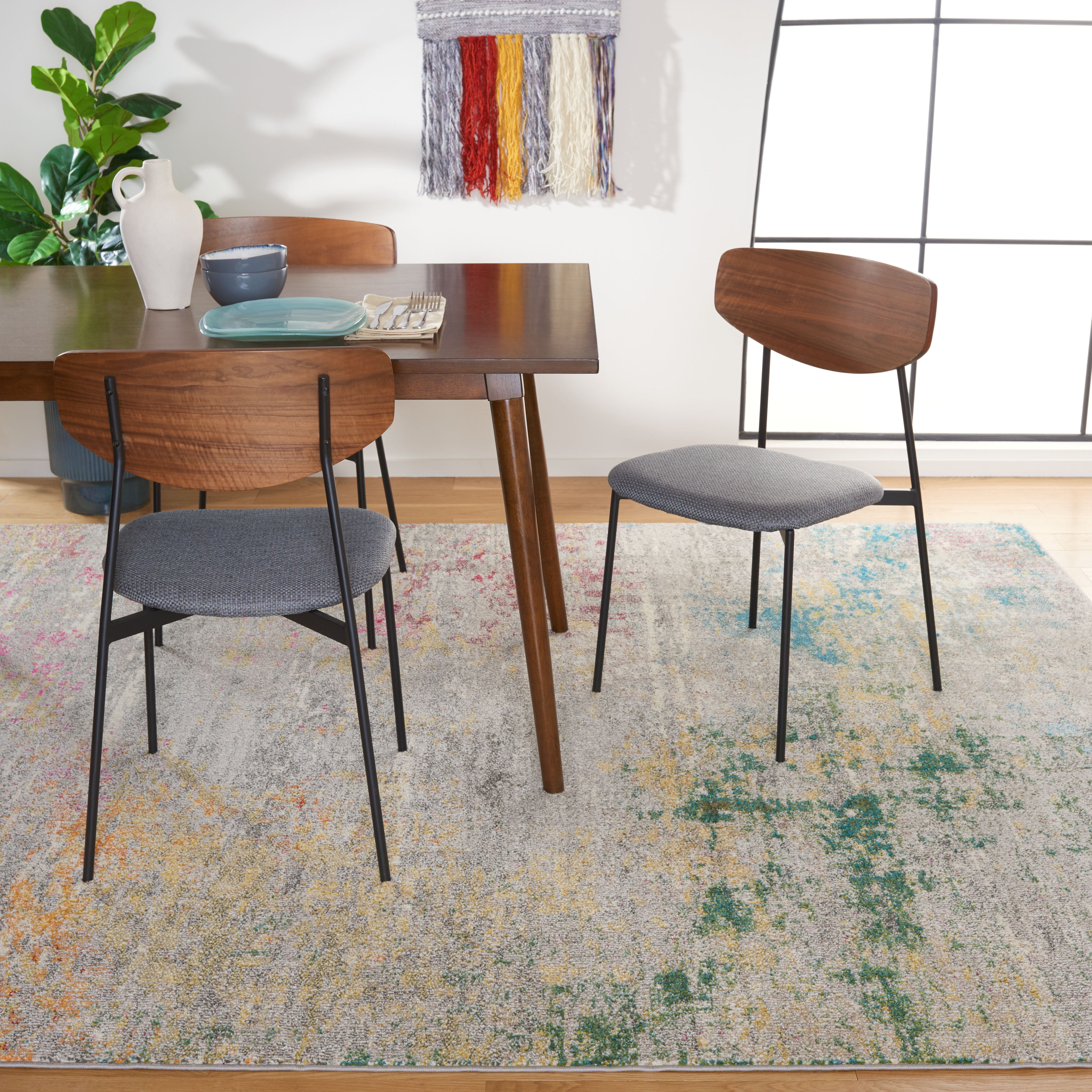 SAFAVIEH Madison Oscar Abstract Distressed Area Rug, Grey/Gold, 11' x 11' Square