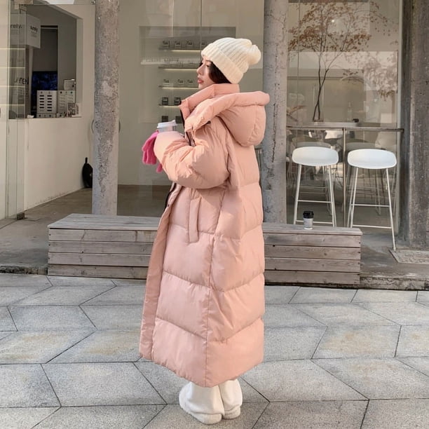 Chaqueta de plumón y algodón para mujer, chaqueta de algodón larga y de alta gama, abrigo de invierno