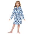 thumbnail image 6 of FORMRS Niños Bathrobe Unisex Hooded Robe Soft Plush Pajamas Sleepwear, Size 7-9T, Blue Floral Pattern, 6 of 7
