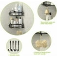 thumbnail image 5 of Black Bathroom Corner Shower Shelfs, Adhesive Wall Mounted Shower Caddy with 4 Movable Hooks, Rustproof Stainless Steel Bathroom Shower Organizer, No Drilling Wall Mount 2-Pack, 5 of 7