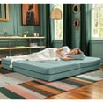 thumbnail image 4 of Porch & Den  California King Convertible Sleeper Sofa and Ottomans Caribbean Foam Velvet, 4 of 5