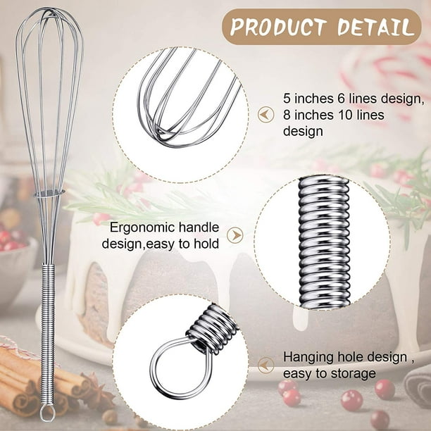 4 Pcs 7 Inch Mini Whisk | Small Wire Kitchen Whisks - Small Sizes Make for  Easier Whisking Action