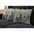 thumbnail image 2 of Ambesonne Winter Throw Pillow Cover 4 Pack, Reindeers Norway Caribou, 18", Brown Ivory Blue, 2 of 6