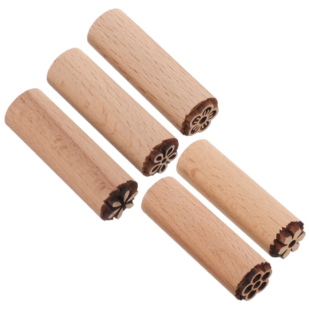 5pcs Herramientas de cerámica de madera Estampillas de estampillas de madera estampillas de madera natural estampas de madera natural estampillas