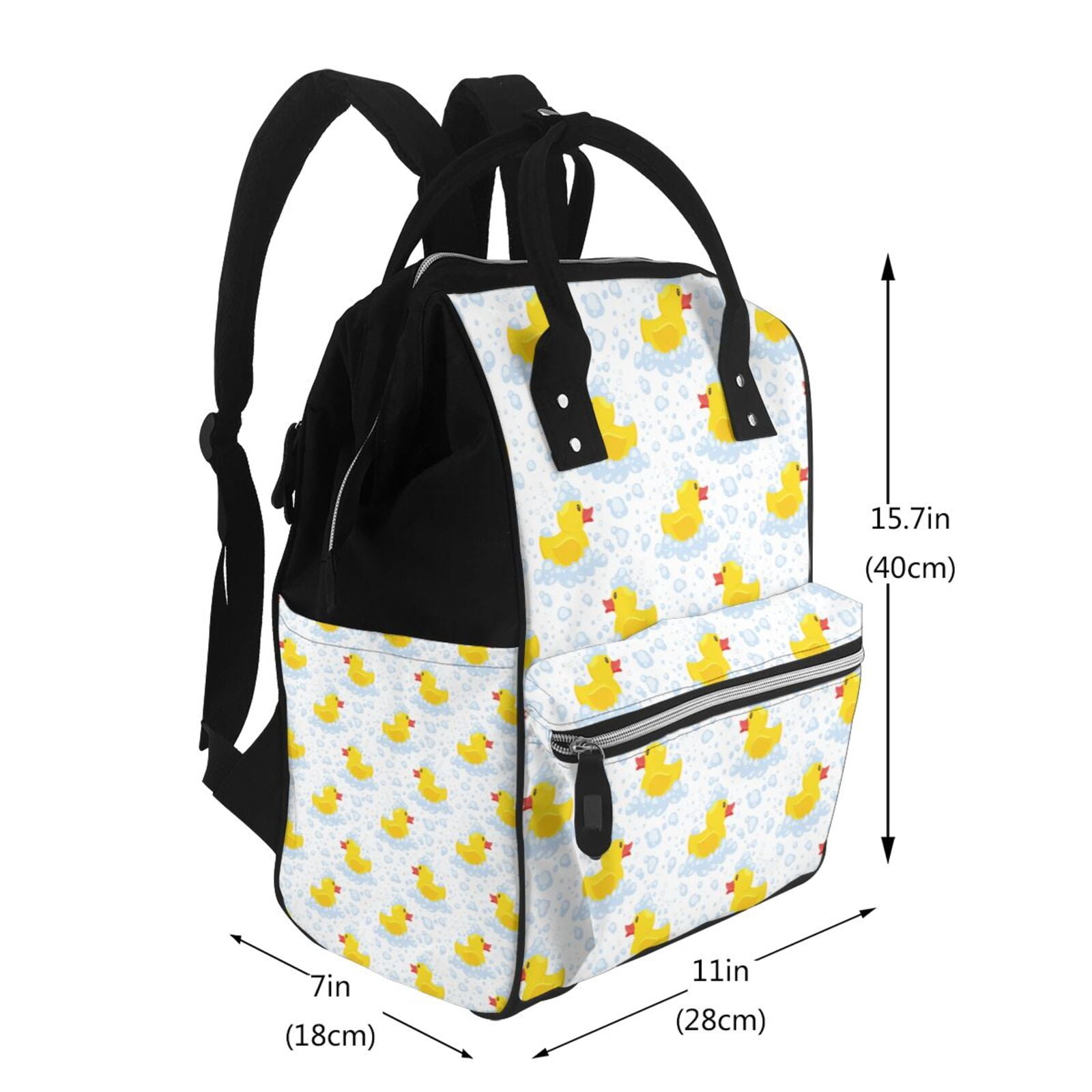 Ratiio Yellow Rubber Duck Mummy Backpack - Waterproof Twill Canvas, Large Capacity Diaper Bag with Multiple Pockets and Adjustable Straps