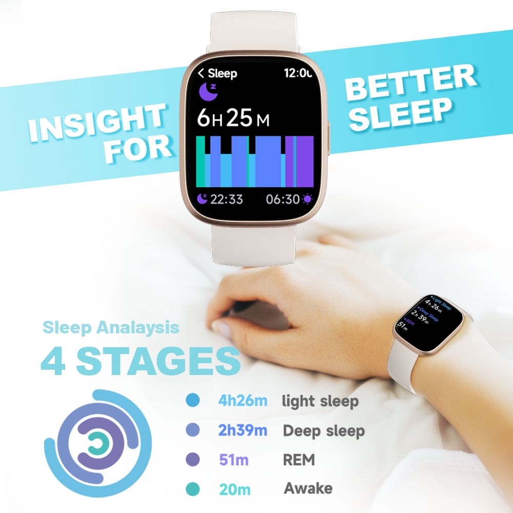 TOOBUR Smart Watch for Women, 1.83" Fitness Tracker Watch with Step Tracker/Pedometer/Sleep, IP68 Waterproof Smartwatch Calls Compatible iOS Android Beige