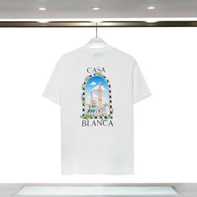 Casablanca 23 Primavera y novedad de verano estilo Fantasy Gate Starry Sky Castle casa letra logo camiseta de manga corta para parejas8211 blanco
