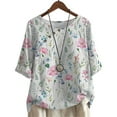 thumbnail image 1 of CLOOCL Floral Blouse Tops Flowers Printed Mid Sleeve Shirts Plus Size Female Clothing, 1 of 6