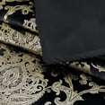 thumbnail image 5 of Metallic Print Comforter Set Distressed Velvet Face with Metallic Foil Print and Brushed Solid Microfiber Reverse with Light Weight Soft Poly Fill 3 Pieces Black Gold Queen, 5 of 7