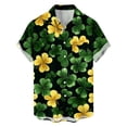 thumbnail image 2 of Ceisia Men's St. Patrick's Day Short Sleeve Shirt Clover Print Regular Straight Fit Green Turn-Down Collar Spring Summer Shirt Gift, 2 of 6