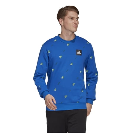 Adidas Mens Must Have Graphics Sweatshirt, Blue, Large