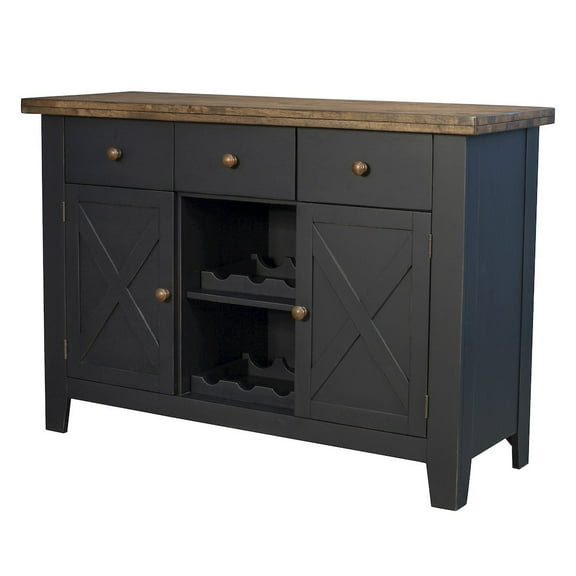 A-America Stone Creek 2 Door 52" Solid Wood Server Wine Rack Server in Black