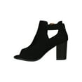 thumbnail image 4 of Women Faux Suede Peep Toe Buckle Accent Chunky Heel Ankle Boots 18298, 4 of 6