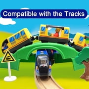 Battery Operated Locomotive Train Set for Wooden Train Tracks Magnetic Connection, Powerful Engine Bullet Train Set Compatible with Thomas, Brio, Melissa and Doug, Electric Train Toys for Toddlers