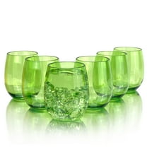 yongzhenlite Set of 6 Acrylic Wine Glasses, 20-ounce Plastic Tumbler for Party Use,BPA Free,Dishwasher Safe (Green)