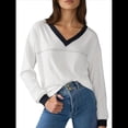 thumbnail image 2 of Blusas de Larga para Mujer, Blusas de Otoño, Camisetas Informales de Cuello en V Suaves y de Gran Tamaño, Ropa de Moda, Conjuntos XL, 2 of 6