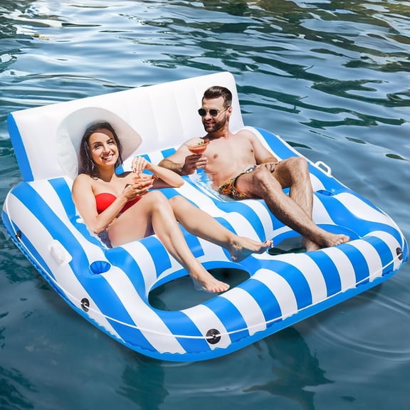 Inflatable Pool Lounger Float for Adults, Large Pool Floats Chair Lounge with Handles and Cup Phone Holder, Water Float Tanning Pool Party Toys for Outdoor, Beach, Swimming Pool, Lake, Rive
