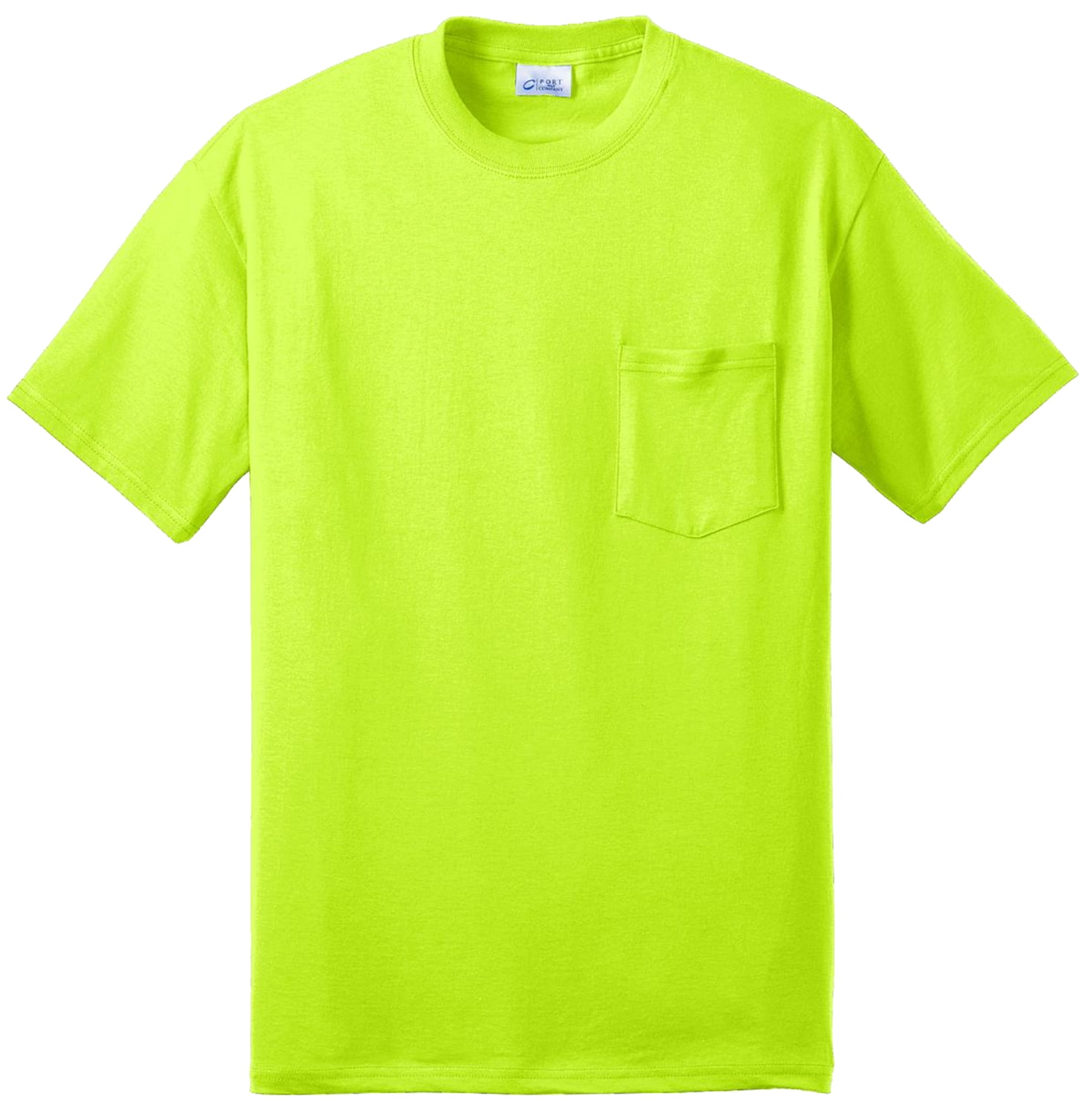 Port & Company Mens Durable Stylish Pocket T-Shirt, Safety Green, Large ...