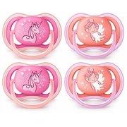 Philips Avent Ultra Air Pacifier, 6-18 Months, Contemporary Decos, Pink/Peach, 4 Pack, SCF345/32