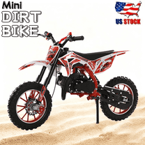 49cc Dirt Bike for Kids, 2-Stroke Mini Dirt Bike, Kids Dirt Bike with Front Rear Disc Brakes, Shock Absorption Mini Motorcycle, Gas Power Motocross Bike, Speeds Up to 40KM/H