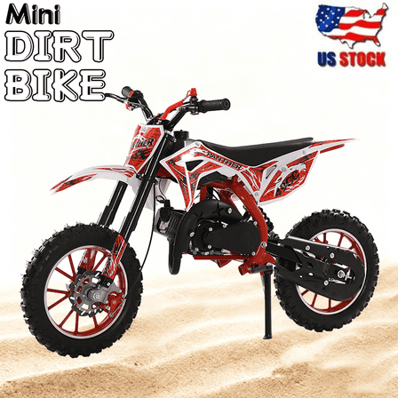 49cc Dirt Bike for Kids, 2-Stroke Mini Dirt Bike, Kids Dirt Bike with Front Rear Disc Brakes, Shock Absorption Mini Motorcycle, Gas Power Motocross Bike, Speeds Up to 40KM/H