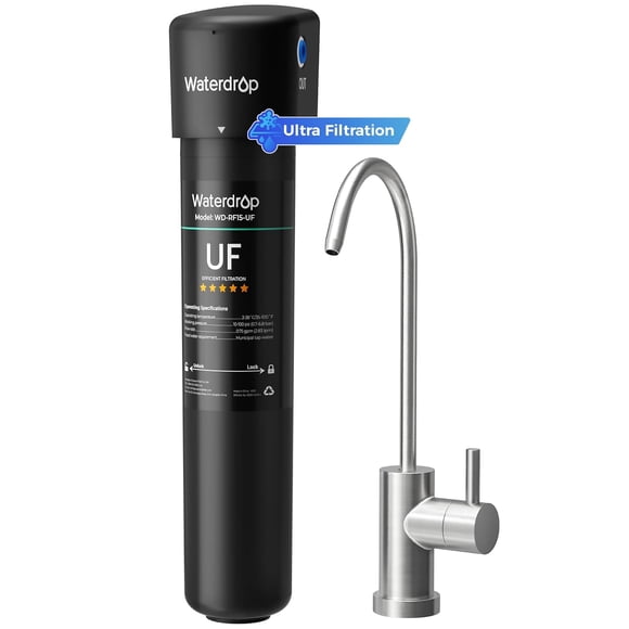 Waterdrop 15UB-UF 0.01 μm Ultra Filtration Under Sink Water Filter System for Baçtёria Reduction, NSF/ANSI 42 Certified, with Dedicated Faucet, 16K High Capacity, Idea for Renting, USA Tech