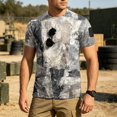 thumbnail image 5 of Homeyce Men's Crew Neck Camo Shirts Short Sleeve Button Camo Shirts Classic Vintage Camouflage T-Shirts Crew Neck Pullover Tees Tops,Brown 3XL, 5 of 5