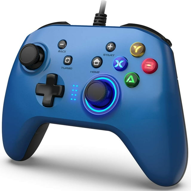 XYCCA Manette de Jeu Filaire pour PC Windows 10/8/7 /PS3/Nintendo Switch/Android 4.0 et Plus, Joystick XYCCA avec Double Vibration - Bleu