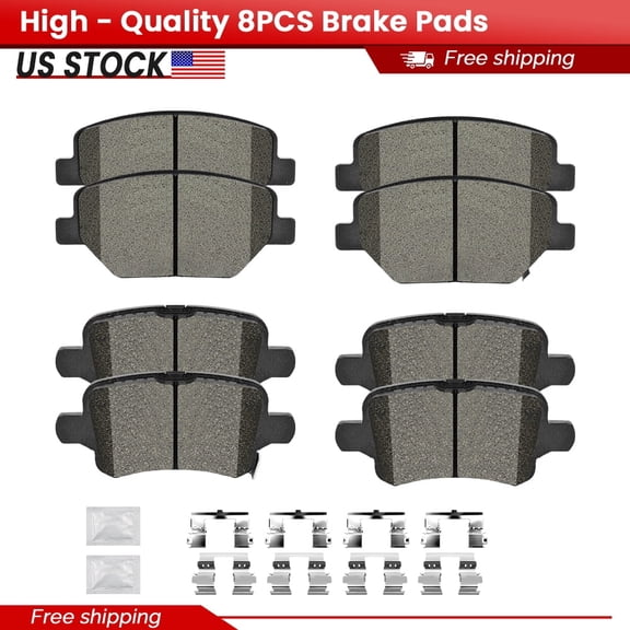 ACB ZONE 8PCS Front and Rear Ceramic Brake Pads with Hardware for 2018-2020 Chevrolet Equinox (P-1886, P-1915)