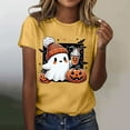 thumbnail image 2 of T-shirt Graphique d'Halloween pour Femme, Manches Courtes, Décontracté, Confortable, Mélangé, Tenue Quotidienne, Haut Stylé, 2 of 5