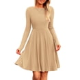 thumbnail image 1 of Vestido PRETTYGARDEN de otoño con manga larga, tejido acanalado y corte en A, 1 of 8
