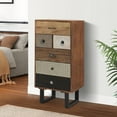 thumbnail image 6 of 42 Inch Tall Dresser Chest, Multicolor, 6 Drawers, Sturdy Sled Base, Brown- Saltoro Sherpi, 6 of 6