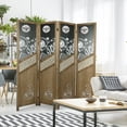 thumbnail image 6 of Hofitlead Wood Room Divider 4 Panel,5.6FT Tall,COFFEE HOUSE Wooden Screen Freestanding,Folding Privacy Partition Wall,for Home Office（Dark Brown）, 6 of 7