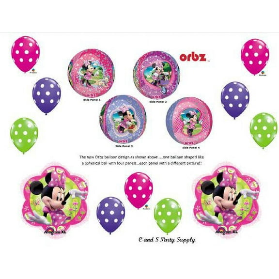 PINK MINNIE MOUSE ORBZ HAPPY BIRTHDAY PARTY BALLOonS Decorations Supplies DOTS