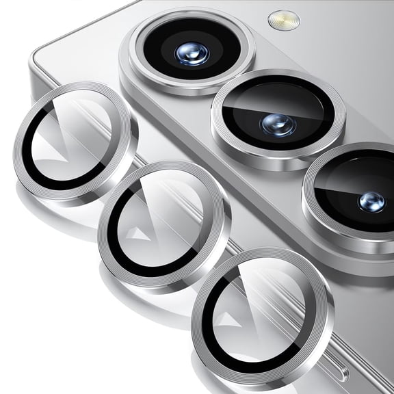 ELEHOLD for Samsung Galaxy S26 Camera Lens Protectors Cover, Individual Lens Protectors, 9H Anti-Scratch Tempered Glass Case-Friendly Lens Film, Silver