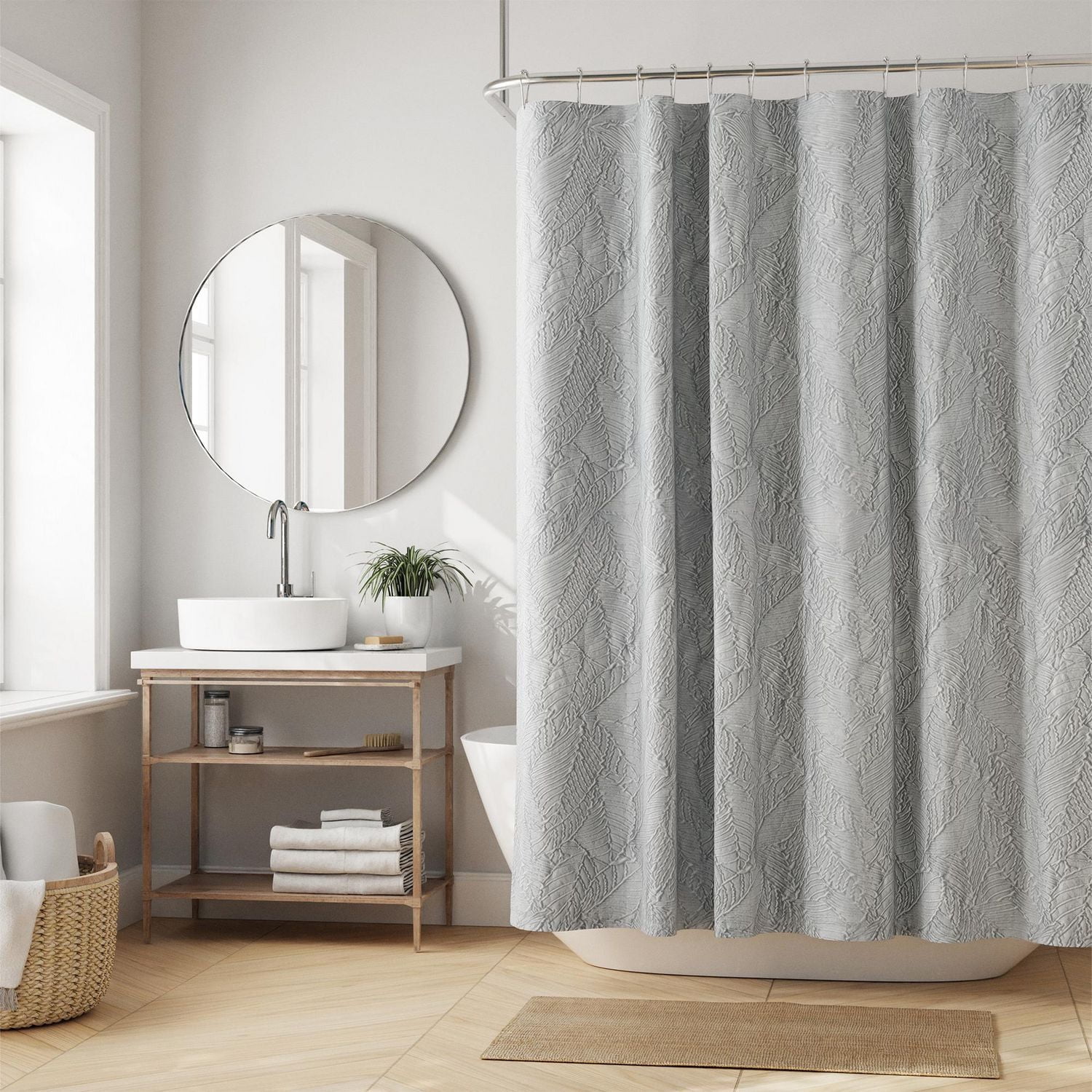 Rideau de douche en tissu décoratif avec designs botaniques Hometrends styles et couleurs assortis