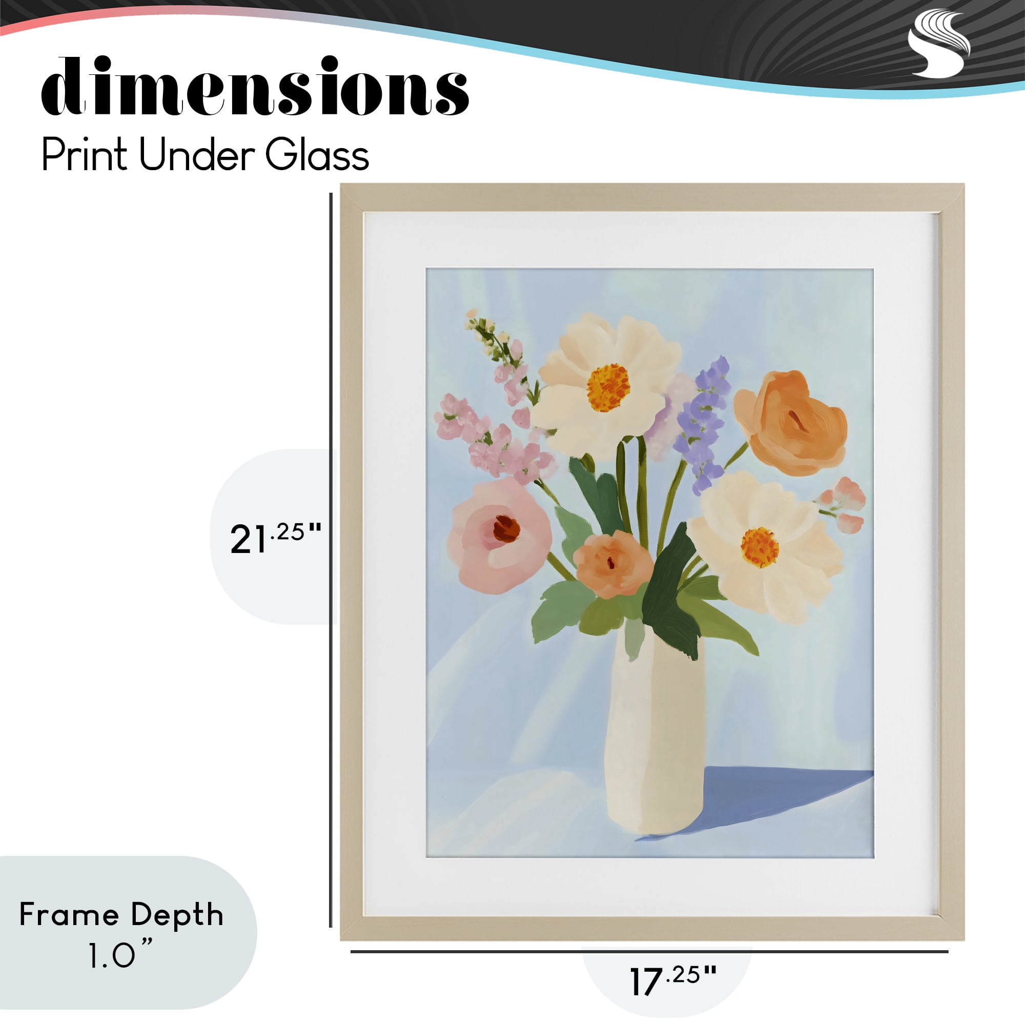 Stupell Industries Floral Bouquet in Sleek White Vase Birch Framed Print Under Glass, design by The Prints Vibe