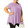 thumbnail image 4 of Unique Bargains Juniors' Plus Size Short Sleeve Tunic Handkerchief Hem Summer Casual Top 2X Purple, 4 of 6
