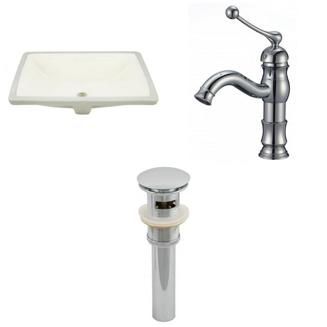 18.25-in. W CUPC Rectangle Bathroom Undermount Sink Set In Biscuit - Chrome Hardware - Overflow Drain Incl. AI-13097