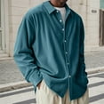 thumbnail image 2 of XIAOCHA Mens Corduroy Oversized Shirt Long Sleeve Lapel Collar Button Up Shirt Soft Casual Streetwear Shirts, 2 of 5