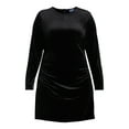 thumbnail image 2 of Scoop Women's & Women's Plus Ruched Velvet Mini Dress with Long Sleeves, Sizes XS-4X, 2 of 5