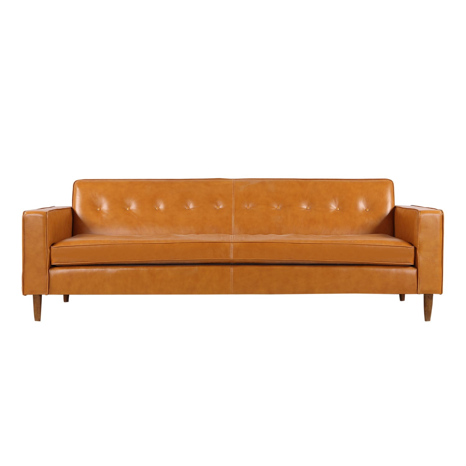 Kardiel Eleanor MidCentury Modern Classic Sofa, Tan Aniline Leather