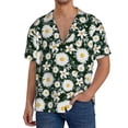 thumbnail image 3 of Xecao offers the White Daisies and Bee for Men's Casual Short-sleeved Shirt, a button-up collared shirt with a pocket, perfect for beach vacations and yacht travel in the XX-Large size., 3 of 7
