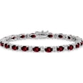 thumbnail image 3 of 14K White Gold Oval Garnet And Diamond Bracelet (Width 4.2) (Length 7) - Jbsp, 3 of 5