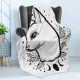 thumbnail image 4 of Kitty Soft Flannel Fleece Throw Blanket, Monochrome Hand Drawn Side Profile of a Bohemian Cat with Symbolic Motifs, Cozy Plush for Indoor and Outdoor Use, 50" x 70", Charcoal Grey White, by Ambesonne, 4 of 5