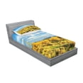 thumbnail image 2 of Ambesonne Floral Fitted Sheet & Pillow Sham Set, Western Cactus Spikes, Twinxl, Yellow Blue Green, 2 of 2