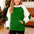 thumbnail image 2 of Wxolcjlv Toddler Girls Christmas Patchwork Hooded Sweatshirt Warm Long Sleeve Casual Pullover Top, Sizes 2-15, 2 of 7
