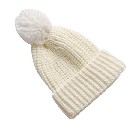 

Baby Winter Warm Hat Solid Knitted Pompom Hat Toddler Kids Boys Girls Crochet Hat Beaniess Cap