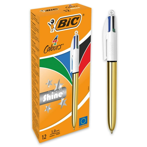 Bolígrafos BIC 4 Colours Shine de punta media (1,0 mm) x12