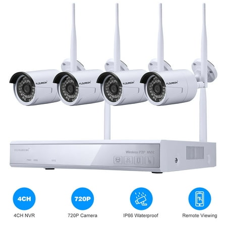 4CH Wireless CCTV 1080P DVR Kit Outdoor Wifi WLAN 720P IP Camera Security Video Recorder NVR System (Best Nvr Camera System 2019)